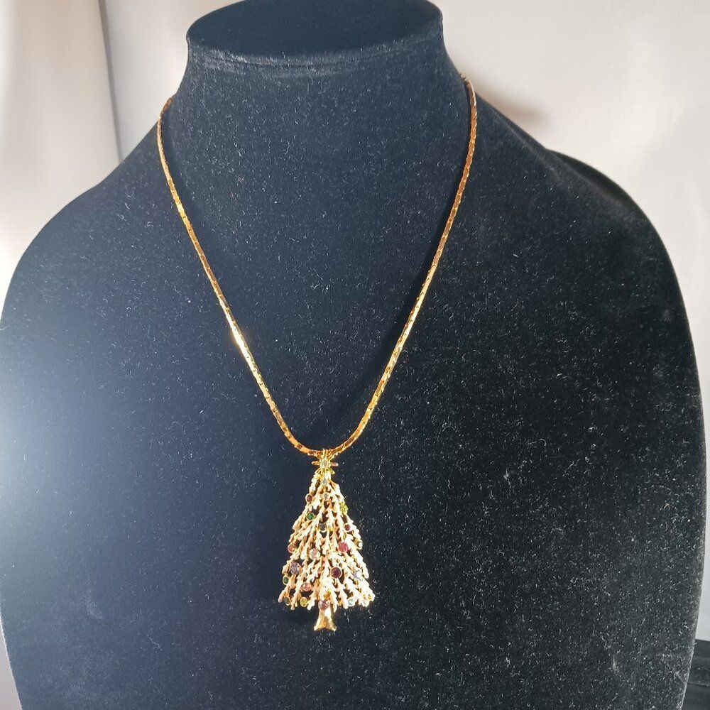 Vintage 70's Costume Jewelry Gold Tone Chain Pedant Necklace